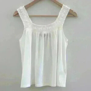 ANTHROPOLOGIE | Women's White Ruffled Strap Tank  Top